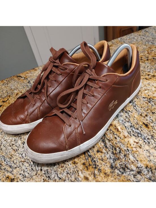Lacoste Lerond 0320 1 CMA Leather Sneakers Lace Up Cma Brown/White Men\'s Sz 11.5 main image 4